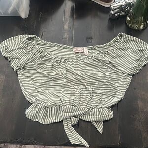 Striped Green Off-Shoulder Top